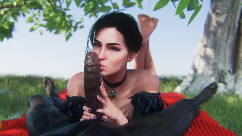 1boy 1girl 1girls 3d cheating_wife cock_on_face dark-skinned_male dark_skin erect_penis interracial kissing kissing_penis large_penis leeterr light-skinned_female light_skin male penis penis pov sorceress the_witcher_(series) the_witcher_3:_wild_hunt village_folk violet_eyes witch yennefer