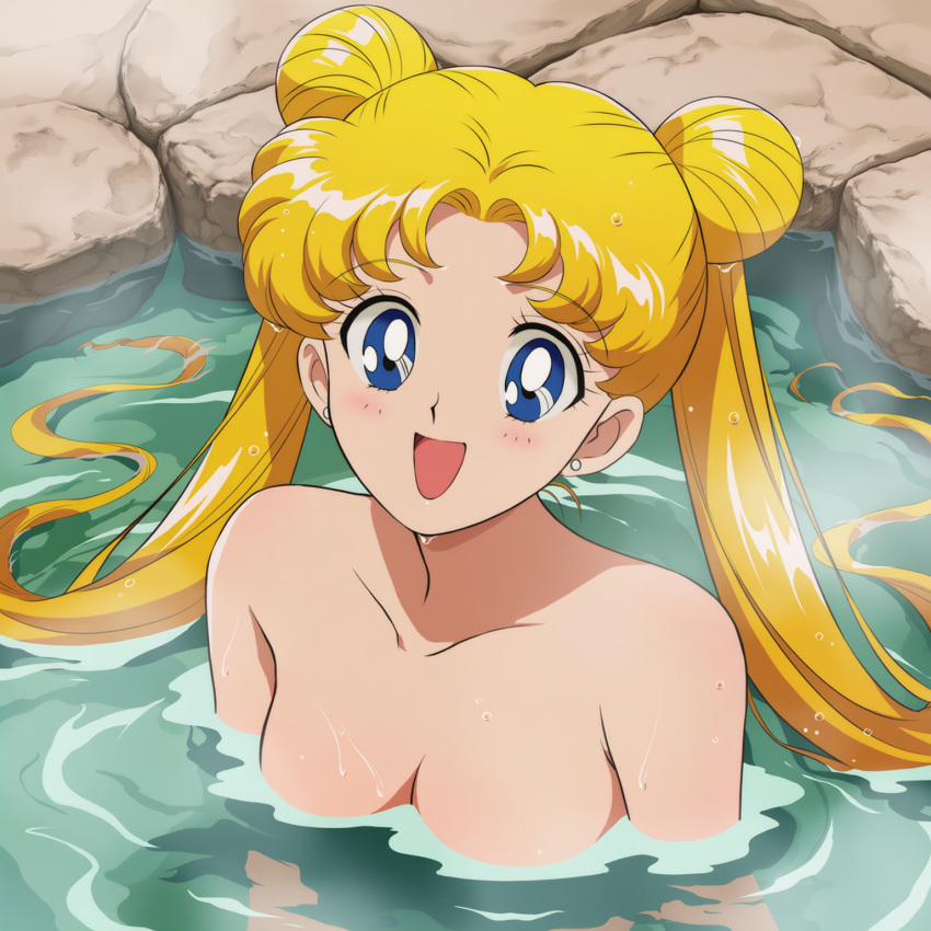1girl adult_swim alluring bishoujo_senshi_sailor_moon bishoujo_senshi_sailor_moon_r bishoujo_senshi_sailor_moon_r_the_movie bishoujo_senshi_sailor_moon_s bishoujo_senshi_sailor_moon_s_the_movie bishoujo_senshi_sailor_moon_supers bishoujo_senshi_sailor_moon_supers_the_movie blonde_hair blue_eyes hot_spring in_water medium_breasts nude onsen sepia_tone_(artist) toei_animation toonami usagi_tsukino viz_media