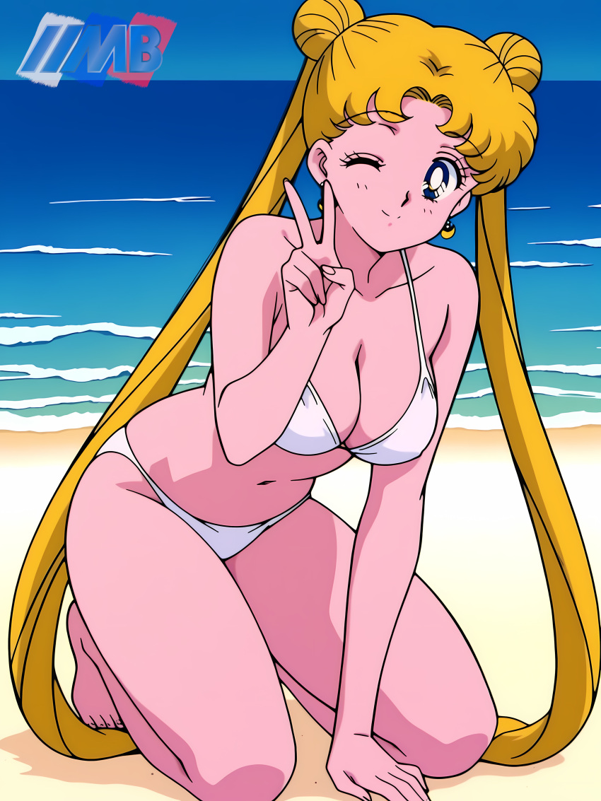 1girl accurate_art_style adult_swim alluring beach bikini bishoujo_senshi_sailor_moon bishoujo_senshi_sailor_moon_r bishoujo_senshi_sailor_moon_r_the_movie bishoujo_senshi_sailor_moon_s bishoujo_senshi_sailor_moon_s_the_movie bishoujo_senshi_sailor_moon_supers bishoujo_senshi_sailor_moon_supers_the_movie blonde_hair blue_eyes blue_sky cleavage medium_breasts michael_benson ocean pin_up toei_animation toonami usagi_tsukino viz_media