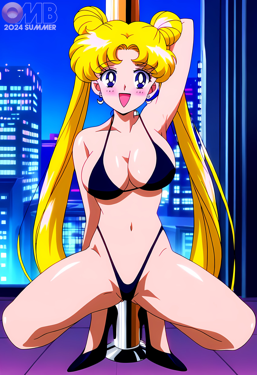1girl accurate_art_style adult_swim alluring bishoujo_senshi_sailor_moon bishoujo_senshi_sailor_moon_r bishoujo_senshi_sailor_moon_r_the_movie bishoujo_senshi_sailor_moon_s bishoujo_senshi_sailor_moon_s_the_movie bishoujo_senshi_sailor_moon_supers bishoujo_senshi_sailor_moon_supers_the_movie blonde_hair blue_eyes bra high_heels medium_breasts michael_benson panties pole_dancing stripper_pole toei_animation toonami underwear usagi_tsukino viz_media