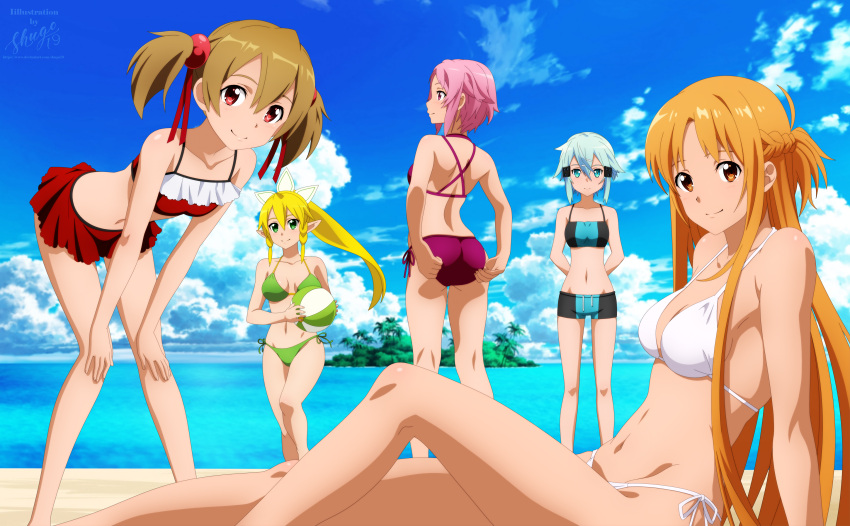 1girl 2d 2d_(artwork) 2d_artwork 5girls alluring arm_behind_back arm_support arms_behind_back ass ass_cleavage ass_crack asuna_(sao) back bare_arms bare_back bare_belly bare_calves bare_chest bare_hands bare_hips bare_knees bare_legs bare_midriff bare_navel bare_shoulders bare_skin bare_thighs beach_ball big_breasts big_breasts big_breasts bikini bikini_bottom bikini_only bikini_top black_bikini black_bikini_bottom black_bikini_top black_string_bikini black_swimsuit black_swimwear blonde-haired_female blonde_eyebrows blonde_female blonde_hair blonde_hair_female blue-eyed_female blue-haired_female blue_background blue_eyebrows blue_eyes blue_hair blue_sky breasts brown-eyed_female brown-haired_female brown_eyebrows brown_eyes brown_hair busty_female busty_girl busty_teen calves closed_mouth_smile clouds collarbone day daylight daytime digital digital_art digital_drawing digital_drawing_(artwork) digital_media digital_media_(artwork) elbows exposed_arms exposed_back exposed_belly exposed_chest exposed_hips exposed_legs exposed_midriff exposed_navel exposed_shoulders exposed_skin exposed_thighs female_focus female_only fingers full_body gluteal_fold green_bikini green_bikini_bottom green_bikini_top green_string_bikini green_swimsuit green_swimwear grin groin hair_between_eyes hair_ribbon hair_tie half-dressed half_naked half_updo halterneck hand_behind_back hand_on_ass hand_on_butt hand_on_own_ass hand_on_own_butt hands_behind_back high_res high_resolution high_school_student hourglass_figure inframammary_fold inguinal_crease inguinal_ligament knee_up kneepits knees large_boobs leafa lean_figure leaning leaning_forward legs lisbeth long_hair looking_at_viewer median_furrow medium_breasts medium_hair midriff multiple_females multiple_girls naked_female naked_woman narrow_waist navel nude nude nude_female nudity outdoor outdoor_nudity outside outside parted_bangs pink-haired_female pink_eyebrows pink_hair pink_hair_female plump_breasts pointy_ears ponytail purple-eyed_female purple_bikini purple_bikini_bottom purple_bikini_top purple_eyes purple_string_bikini purple_swimsuit purple_swimwear red-eyed_female red_bikini red_bikini_bottom red_bikini_top red_eyes red_hair_ribbon red_hair_tie red_ribbon red_string_bikini red_swimsuit red_swimwear ribbon school_girl semi_nude short_hair shoulder_blades shoulders shugo19 sidelocks silica sinon sitting sky slender_body slender_waist slim_waist small_breasts smile smiley_face smiling_at_viewer smirk string_bikini swimsuit swimwear sword_art_online teen teen_girl teenage_girl teenage_girls teenage_tits thick_ass thick_butt thick_thighs thigh_gap thighs twin_tails twintails_(hairstyle) white_bikini white_bikini_bottom white_bikini_top white_string_bikini white_swimsuit white_swimwear wide_hips yellow-haired_female yellow_eyebrows yellow_hair young_female young_woman yuuki_asuna