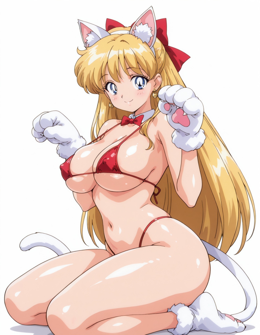 1girl accurate_art_style adult_swim alluring ass big_breasts bikini bishoujo_senshi_sailor_moon bishoujo_senshi_sailor_moon_r bishoujo_senshi_sailor_moon_r_the_movie bishoujo_senshi_sailor_moon_s bishoujo_senshi_sailor_moon_s_the_movie bishoujo_senshi_sailor_moon_supers bishoujo_senshi_sailor_moon_supers_the_movie blonde_hair blue_eyes bra cat_ears cat_paws cat_tail cleavage minako_aino nightcore_(artist) panties toei_animation toonami underwear viz_media