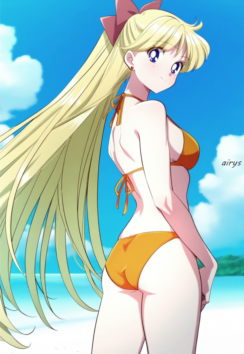 1girl adult_swim airys alluring bare_legs big_breasts bikini bishoujo_senshi_sailor_moon bishoujo_senshi_sailor_moon_r bishoujo_senshi_sailor_moon_r_the_movie bishoujo_senshi_sailor_moon_s bishoujo_senshi_sailor_moon_s_the_movie bishoujo_senshi_sailor_moon_supers bishoujo_senshi_sailor_moon_supers_the_movie blonde_hair blue_eyes minako_aino toei_animation toonami viz_media