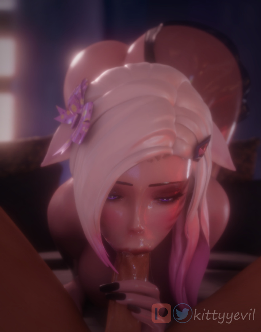 1boy 1girl 1girls 3d 3d_(artwork) :>= ahri ass big_ass big_breasts big_penis blonde_female blonde_hair blowjob_face blue_eyes breasts cum cum_in_mouth eyelashes eyes_half_open eyeshadow faceless_male fellatio fellatio fellatio_face half-closed_eyes hand_on_head horse_lips k/da_ahri k/da_series kittyyevil large_penis league_of_legends light-skinned_female light_skin lipstick looking_at_viewer male nude oral oral_sex penetration penis ponytail pov pov_eye_contact sloppy sloppy_blowjob tagme vacuum_blowjob vacuum_fellatio vacuum_suck watermark