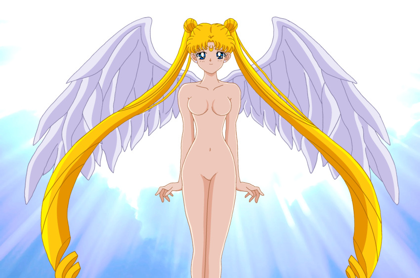 1girl adult_swim alluring angel_wings bare_legs bishoujo_senshi_sailor_moon bishoujo_senshi_sailor_moon_r bishoujo_senshi_sailor_moon_r_the_movie bishoujo_senshi_sailor_moon_s bishoujo_senshi_sailor_moon_s_the_movie bishoujo_senshi_sailor_moon_sailor_stars bishoujo_senshi_sailor_moon_supers bishoujo_senshi_sailor_moon_supers_the_movie blonde_hair blue_eyes completely_nude_female no_nipples no_pussy nonsexual_nudity nude tiga toei_animation toonami usagi_tsukino viz_media