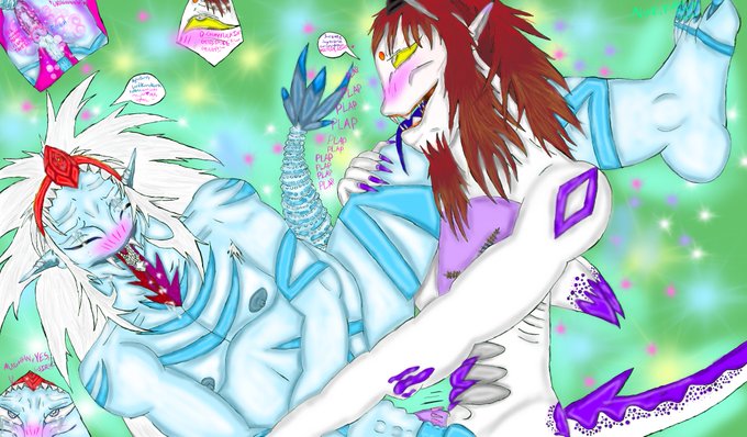 2boys 2monsters angry_birds angry_birds_2 artist_name ass blue_eyes blue_skin blush bottomless brown_hair crying english_text kirbybisharp kise_yoshinaka m.u.g.e.n male/male male_moaning male_penetrating_male man_and_teenage_boy monster multiple_males muscular_male namco namco_x_capcom penis sex tail white_hair white_skin x-ray yaoi yellow_eyes	 yunger